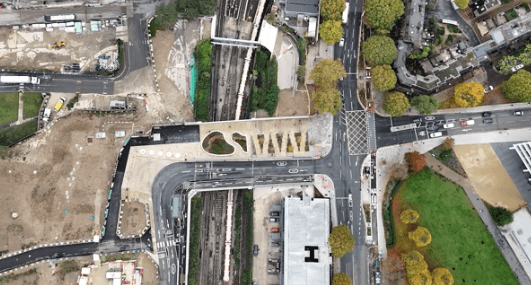 Imperial College London bridge landscaping